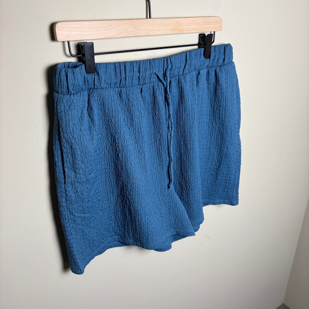 Fashion Nova Blue Elastic Waist Drawstring Wide Leg Lounge Shorts Womens XL - Picture 4 of 7